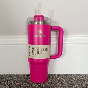 Stanley Hot Pink Insulated Quencher Tumbler with Handle and Straw